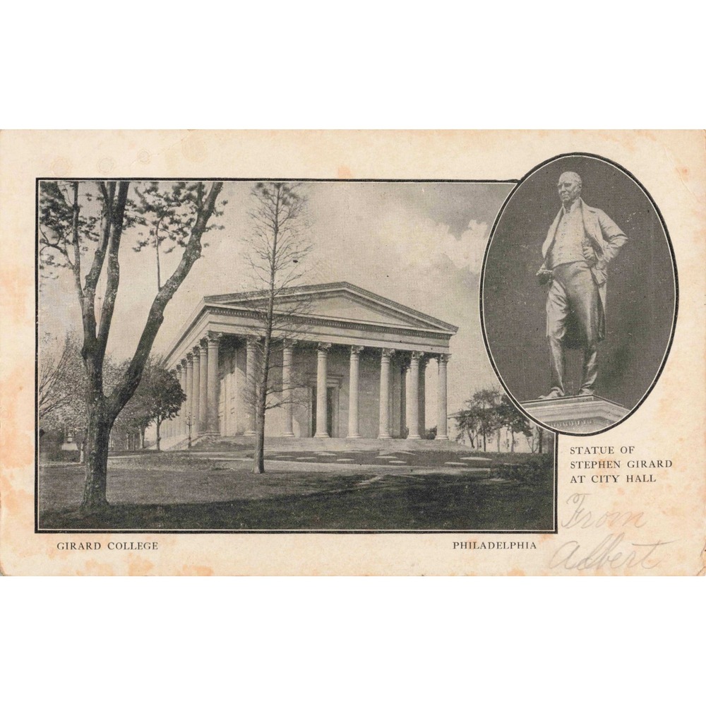 Philadelphia Pennsylvania PA Postcard Girard College Stephen Girard Statue - Picture 1 of 2